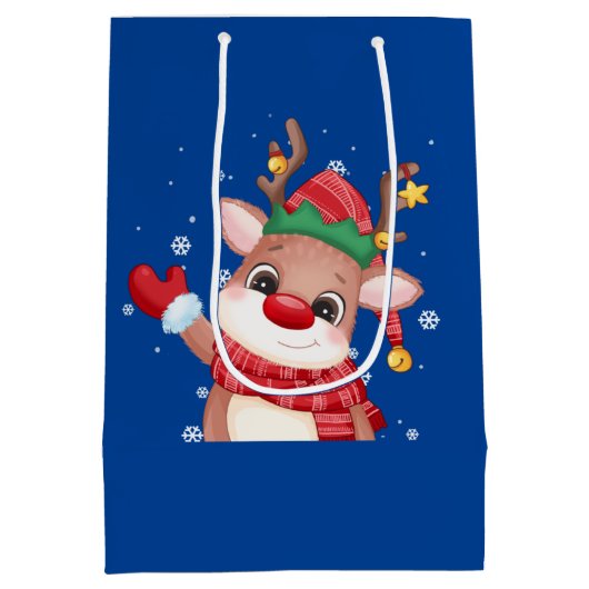 Vrolijk kerstcadeautje Rudolph The Red Nose Reinde Medium Cadeauzakje (Achterkant)