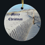 Vrolijk kerstcadeautje, Sand Dunes en Fences Keramisch Ornament<br><div class="desc">Een late herfstnamiddag op het strand</div>
