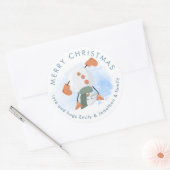 Vrolijk kerstcadeautje Snowman Cartwheel uit naam Ronde Sticker (Envelop)