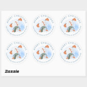 Vrolijk kerstcadeautje Snowman Cartwheel uit naam Ronde Sticker (Vel)