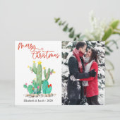 Vrolijk kerstcadeautje Succulente foto Feestdagenkaart (Staand voorkant)