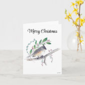 Vrolijk kerstcadeautje Titmouse Bird Holiday Kaart (Gele Bloem)