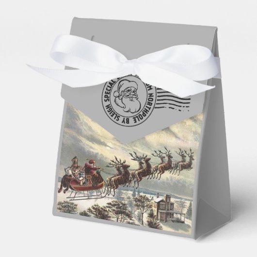 Vrolijk kerstcadeautje van Santa Sleigh Bedankdoosjes (Voorkant Zijde)