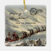 Vrolijk kerstcadeautje van Santa Sleigh Keramisch Ornament (Voorkant)