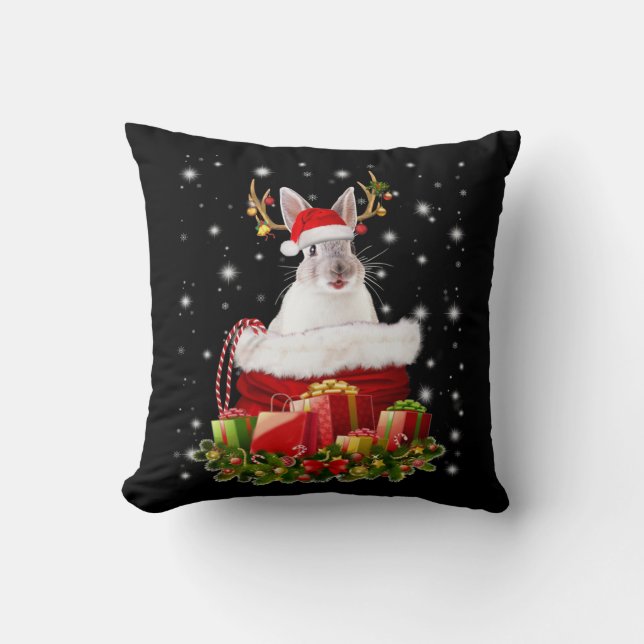 Vrolijk kerstcadeautje voor Bunny Lover Kussen (Voorkant)