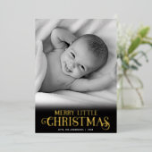 Vrolijk kerstcadeautje voor de eerste kerst folie feestdagenkaart (Staand Voorkant)