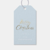 Vrolijk kerstcadeautje voor script Gold Pastel Blu Cadeaulabel (Voorkant)