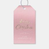 Vrolijk kerstcadeautje voor script Gold Pastel Roz Cadeaulabel (Voorkant)