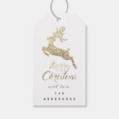 Vrolijk kerstcadeautje voor script Gold White Grey Cadeaulabel (Voorkant)