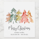 Vrolijk kerstcadeautje Waterverf Wijnlabel Wijn Etiket (Enkel label)