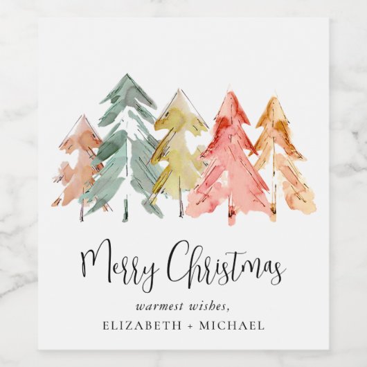 Vrolijk kerstcadeautje Waterverf Wijnlabel Wijn Etiket (Enkel label)