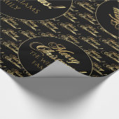 Vrolijk kerstcadeautje, zwart en goud cadeaupapier (Hoek)