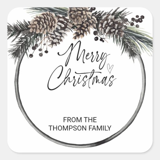 Vrolijk kerstcadeautjes Enveloppen Feestdagen wens Vierkante Sticker (Voorkant)