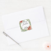 Vrolijk kerstcadeautjes Enveloppen Feestdagen Wish Vierkante Sticker (Envelop)