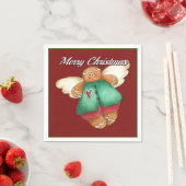 Vrolijk kerstcadebrood Angel Red Napkins Servetten (Insitu)
