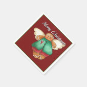 Vrolijk kerstcadebrood Angel Red Napkins Servetten (Hoek)