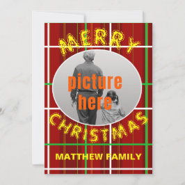 Vrolijk kerstcheque geruite familie kerstfeest kaart
