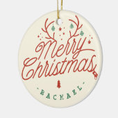 Vrolijk kerstcheque geruite gepersonaliseerde rend keramisch ornament (Links)