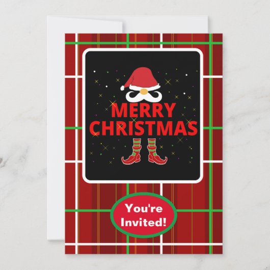 Vrolijk kerstcheque geruite x-mas Party Event Kaart (Voorkant)