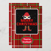 Vrolijk kerstcheque geruite x-mas Party Event Kaart (Voorkant / Achterkant)