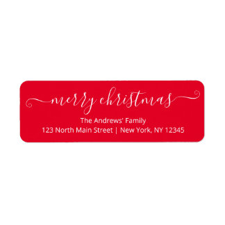 Vrolijk kerstcitaat Elegant Red White Typografie Etiket