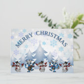 Vrolijk kerstcitaat met blauwe tekst feestdag Kaar Feestdagenkaart (Staand voorkant)