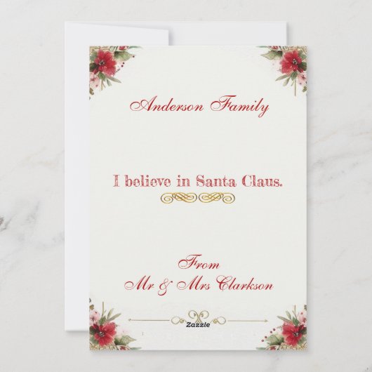 Vrolijk kerstcitaat Santa Reading to Reinders Feestdagenkaart (Achterkant)