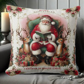 Vrolijk kerstcitaat Santa Reading to Reinders Kussen