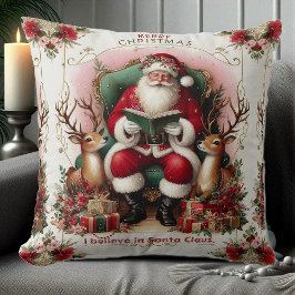 Vrolijk kerstcitaat Santa Reading to Reinders Kussen