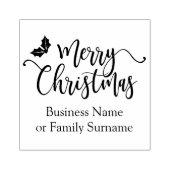 Vrolijk kerstcitaat Typografie & Holly Branches Rubberstempel (Afrduk)