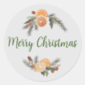 Vrolijk kerstcitrusfruit ronde Stickers (Voorkant)