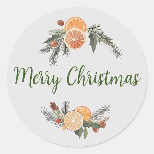 Vrolijk kerstcitrusfruit ronde Stickers (Voorkant)