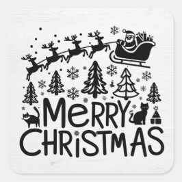 Vrolijk kerstclipart vierkante sticker