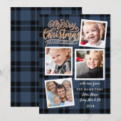 Vrolijk kerstcollage blauw geplakt fotokaart kaart (Voorkant / Achterkant)