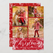 Vrolijk kerstcollage Multi-Photo Red Feestdagenkaart (Voorkant / Achterkant)