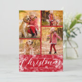 Vrolijk kerstcollage Multi-Photo Red Feestdagenkaart (Staand voorkant)