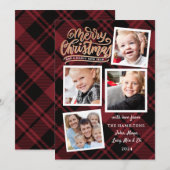 Vrolijk kerstcollage rood geplakt fotokaart kaart (Voorkant / Achterkant)