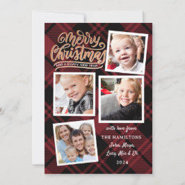 Vrolijk kerstcollage rood geplakt fotokaart kaart