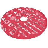 Vrolijk kerstcollage White op rood Fleece Kerstboom Rok (Gekanteld)