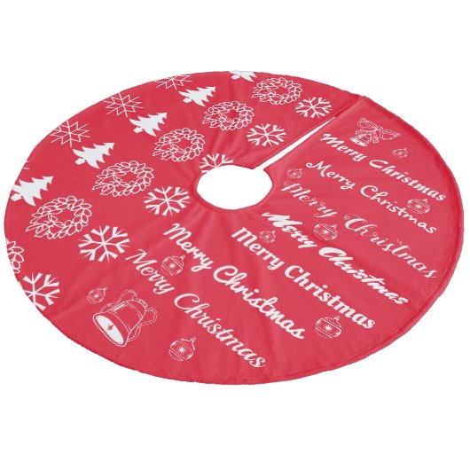 Vrolijk kerstcollage White op rood Fleece Kerstboom Rok (Gekanteld)