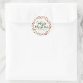 Vrolijk kerstcreme groen script rustieke krans ronde sticker (Tas)