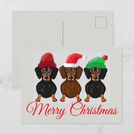 Vrolijk kerstdachshund briefkaart (Voorkant / Achterkant)