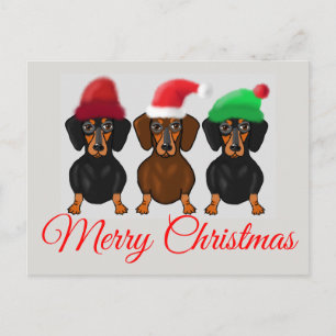 Vrolijk kerstdachshund briefkaart