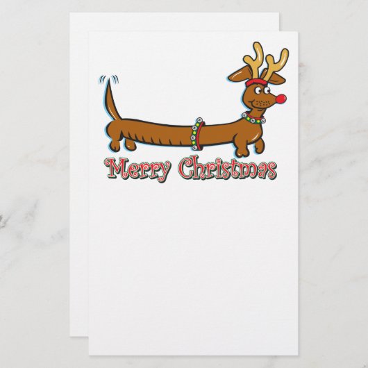 Vrolijk kerstdachshund briefpapier (Voorkant / Achterkant)