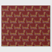 Vrolijk kerstdachshund cadeaupapier (Vlak)