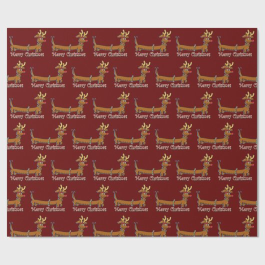 Vrolijk kerstdachshund cadeaupapier (Vlak)