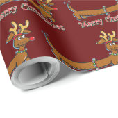 Vrolijk kerstdachshund cadeaupapier (Rol Hoek)