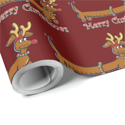 Vrolijk kerstdachshund cadeaupapier (Rol Hoek)