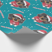 Vrolijk kerstdachshund cadeaupapier (Hoek)