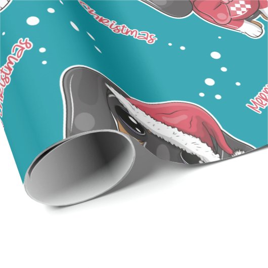 Vrolijk kerstdachshund cadeaupapier (Rol Hoek)